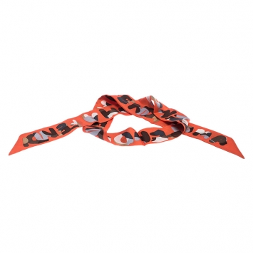 Pre Owned Fendi Orange Printed Silk Roma Tangerine Bandeau Scarf