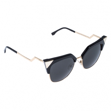 Pre Owned Fendi Gold Tone/Grey FF 0149 Iridia Cat Eye Sunglasses