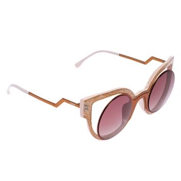 Pre Owned Fendi Copper Tone /Purple Gradient FF 0137/S Shimmer Paradeyes Sunglasses