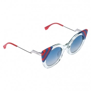 Pre Owned Fendi Multicolor Transparent Gradient Wave Cat Eye Sunglasses