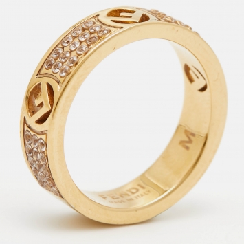 Pre Owned Fendi F is Fendi Crystal Gold Tone Ring Size 54