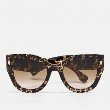 Pre Owned Fendi Tortoise Brown Gradient FF0435/S Cat Eye Sunglasses
