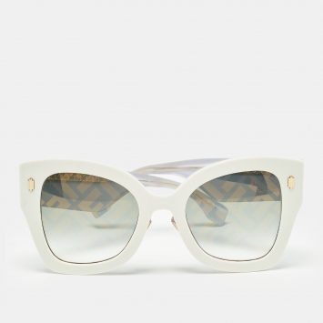 Pre Owned Fendi White Gradient FF0434/G/S Cat Eye Sunglasses