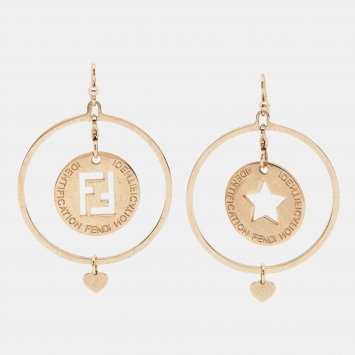 Pre Owned Fendi Identification Gold Tone Earrings