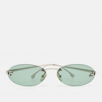 مملوكة مسبقًا Fendi Green/Silver FF4075US FF Crystals Oval Sunglasses