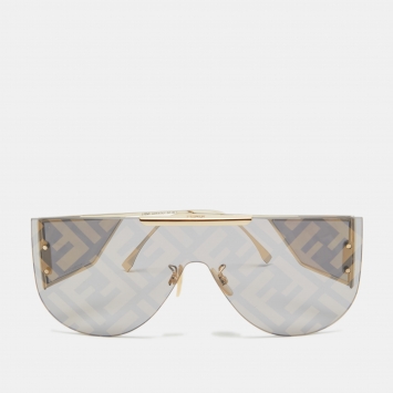 Pre Owned Fendi Black/Gold FFM0093/S  FF Shield Sunglasses