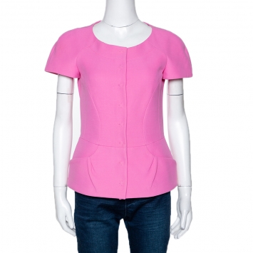 Pre Owned Fendi Pink Cotton Button Front Blouse S