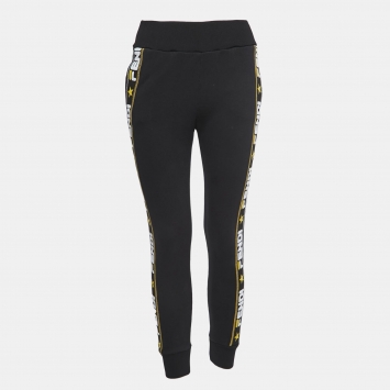 Pre Owned Fendi Black Knit Logo Band Trim Jogger Pants S
