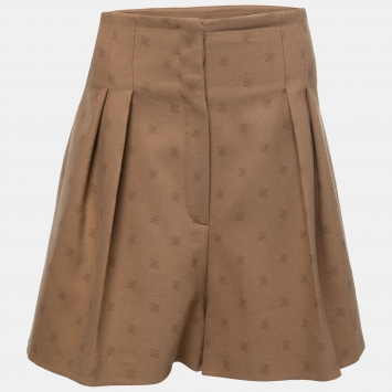 Pre Owned Fendi Brown FF Karligraphy Wool & Cashmere Shorts M