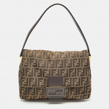 Pre Owned Fendi Tobacco Zucca Canvas and Leather Large Mama Forever Shoulder Bag