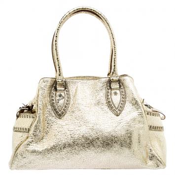 مملوكة مسبقًا Fendi Gold Leather Du Jour Satchel