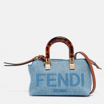 Pre Owned Fendi Blue Denim Mini By The Way Bag
