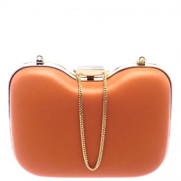 Pre Owned Fendi Red/Orange Patent Leather Giano Box Clutch