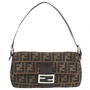 Pre Owned Fendi Tobacco Zucca Canvas Baguette Bag