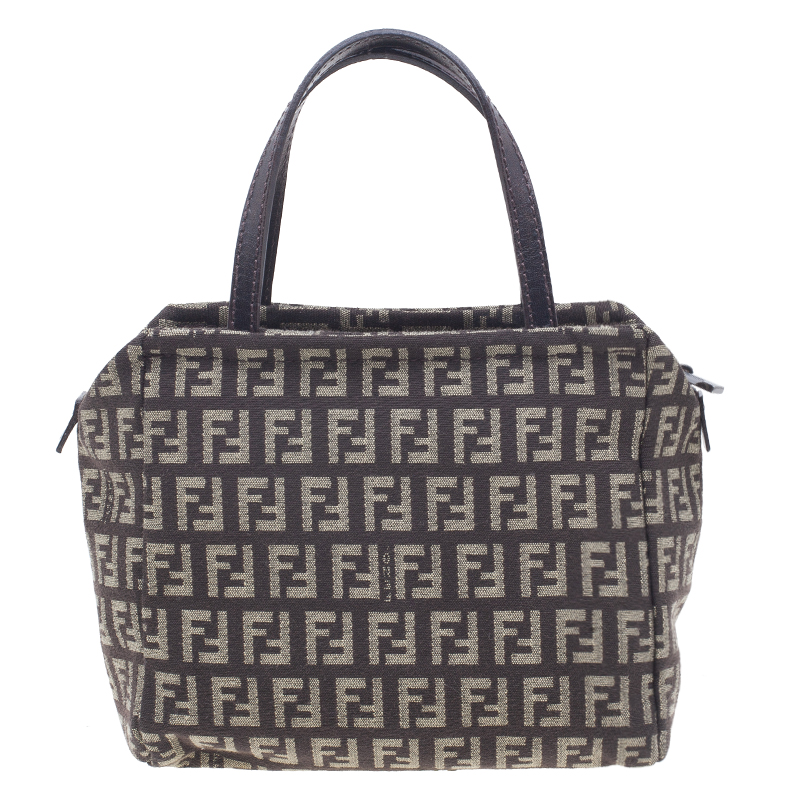 Pre Owned Fendi Brown Zucca Canvas Zuccino Satchel