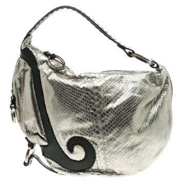 Pre Owned Fendi Silver Python Oyster Hobo
