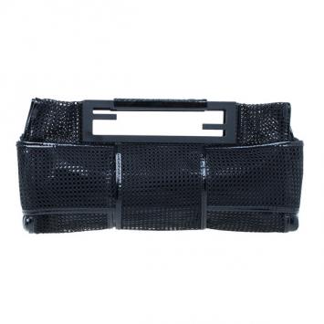 Pre Owned Fendi Black Metallic Cutout Handle Clutch