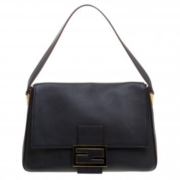Pre Owned Fendi Navy Blue Leather Mama Shoulder Bag