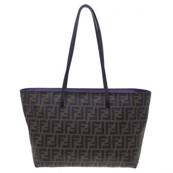 Pre Owned Fendi Brown Zucca Coated Canvas Spalmati Roll Shopper Tote