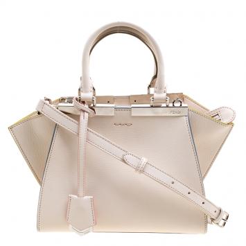 Pre Owned Fendi White Leather Mini 3Jours Tote