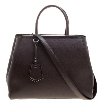 Pre Owned Fendi Brown Saffiano Leather 2Jours Tote