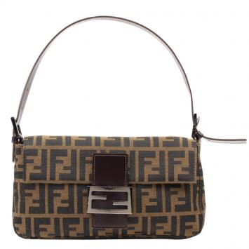 Pre Owned Fendi Tobacco Zucca Canvas Baguette Bag