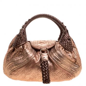 Pre Owned Fendi Bronze Leather Baby Spy Bag