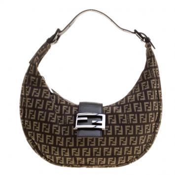 Pre Owned Fendi Tobacco Zucchino Canvas Hobo