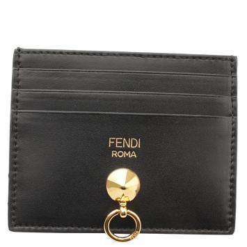 Pre Owned Fendi Black Leather Card Holder