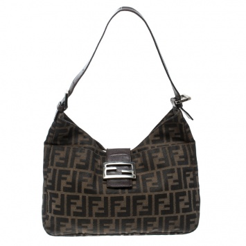 Pre Owned Fendi Brown Zucca Canvas Hobo