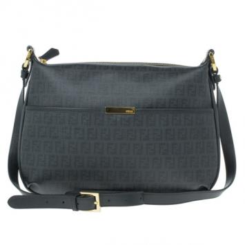 Pre Owned Fendi Black Zucchino Leather Spalmati Crossbody Bag