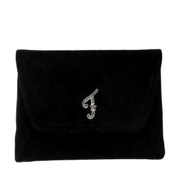 Pre Owned Fendi Black Suede Clutch