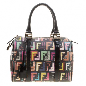 مملوكة مسبقًا Fendi Multicolor Coated Canvas Forever Bauletto Boston Bag