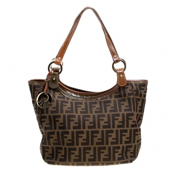 Pre Owned Fendi Tobacco Zucca Canvas and Leather Chef Shopper Tote