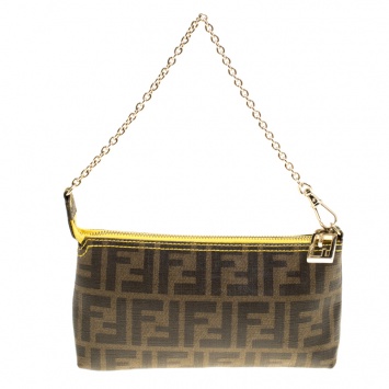 Pre Owned Fendi Tobacco Zucca Coated Canvas Pochette