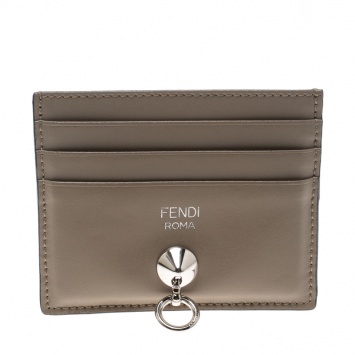 Pre Owned Fendi Beige Leather 6CC Card Holder