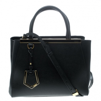 Pre Owned Fendi Black Leather Mini 2jours Tote
