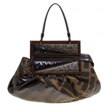 Pre Owned Fendi Tobacco Zucca Canvas and Coated Fabric To You Convertible Clutch Bag
