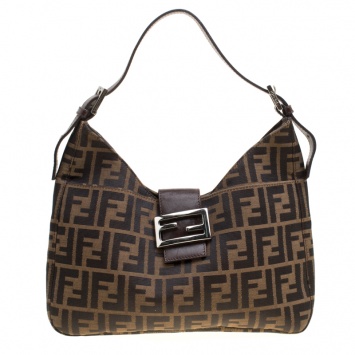 Pre Owned Fendi Brown Zucca Canvas Hobo