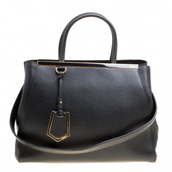 Pre Owned Fendi Black Leather 2Jours Top Handle Bag