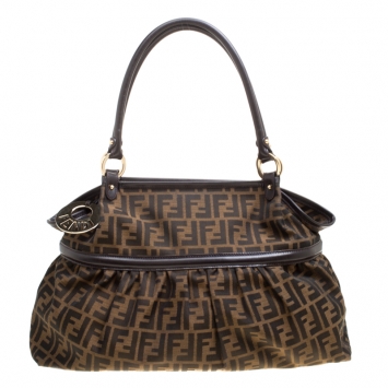 Pre Owned Fendi Tobacco Zucca Canvas Giant Chef Hobo
