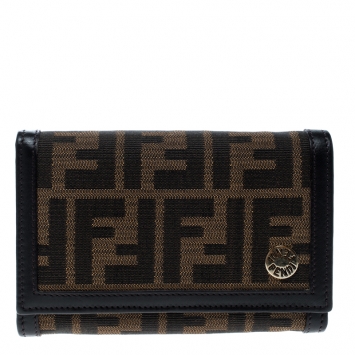 Pre Owned Fendi Brown Zucca Canvas Continental Wallet