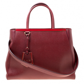 Pre Owned Fendi Red Leather Medium 2Jours Tote