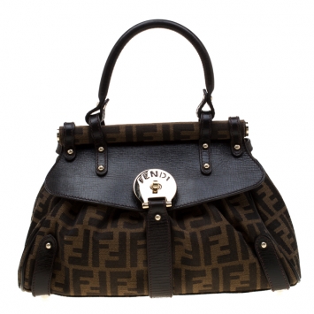Pre Owned Fendi Tobacco Zucca Canvas and Leather Magic Bag