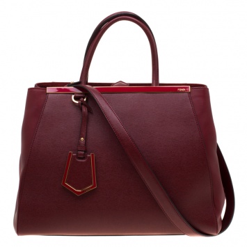 Pre Owned Fendi Red Leather Medium 2Jours Tote