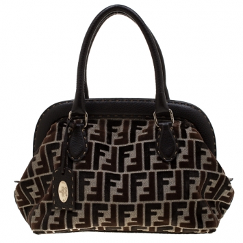 Pre Owned Fendi Multicolor Zucca Fabric and Leather Selleria Doctor Satchel 