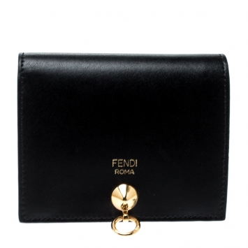 Pre Owned Fendi Black Leather Bifold Wallet