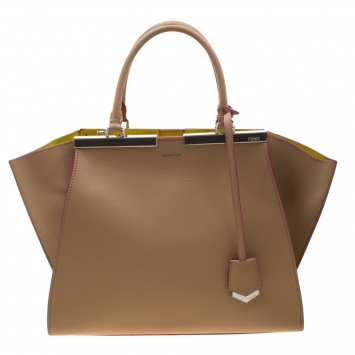 Pre Owned Fendi Beige Leather 3Jours Tote