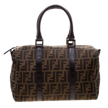 مملوكة مسبقًا Fendi Tobacco Zucca Canvas Boston Bag