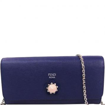 Pre Owned Fendi Purple Leather WOC Clutch Bag